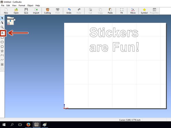 If you wish to add text, you can use the text tool within CutStudio.