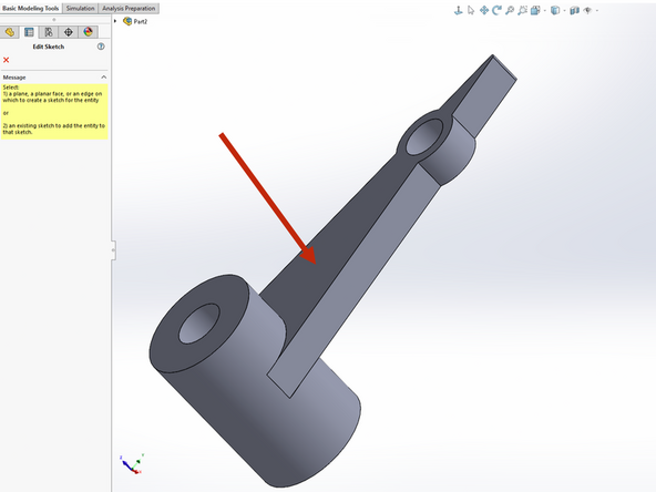 We need to have the printer cover the magnet.  Create another Circle.  Click on the bottom face of the arm (first image) when prompted to select a face for your sketch.