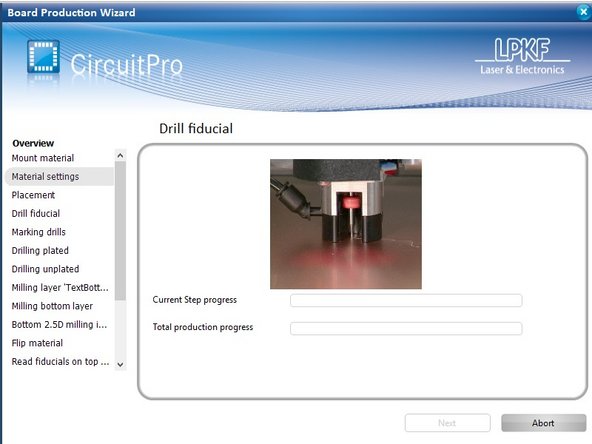 Now the mill will begin to operate.  It will begin with the bottom layer of your PCB.  The order of operations is as follows: