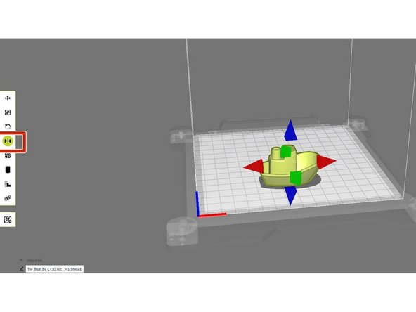 Mirror the orientation of your object with the fourth icon. Click on the arrows to set how you mirror your object.
