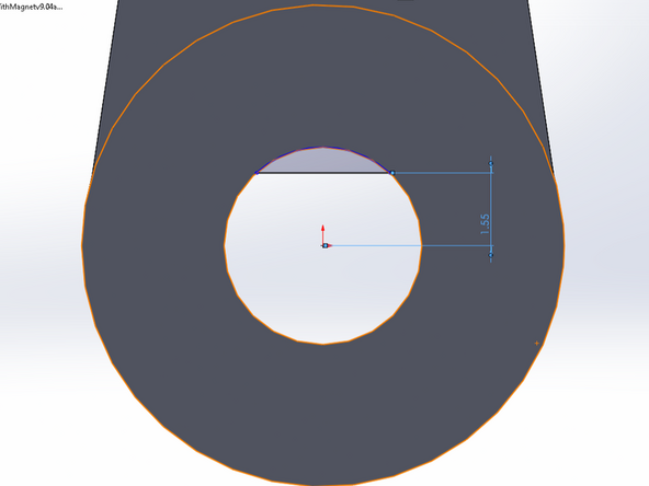 Create a new Circle and choose the face of either the top shaft extrusion or the bottom shaft extrusion as your sketch face.  Again, either orientation is fine.