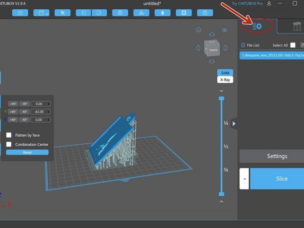 Once you are satisfied with your print, return to the main view by selecting the left tab