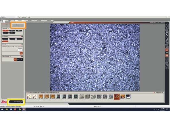 The camera is powered through the PC, starting the LAS software on the PC will therefore start the camera.