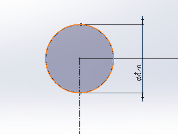 Create another circle and anchor the center of it at the top of the 33 mm centerline you just created.