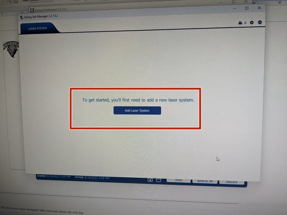 The first time you are using the laser cutter, you will need to register the printer. This will only need to be done once.  If completed already, skip to step 23.