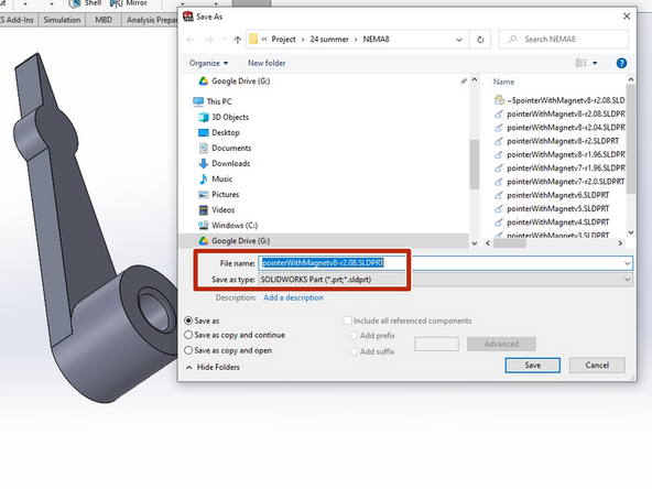Save your part as a .sldprt file so that you can modify it later if necessary.  You'll also need to submit this file for DA7.