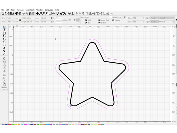 Save your sign as an svg to your public network folder or email it to yourself. Find the sign file and open it in Lightburn on the laser cutting laptop
