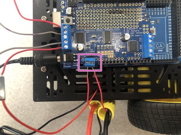 Polarity matters! Make sure that power and ground are plugged in accordingly. DO NOT use the battery yet!