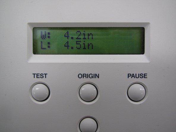 The cuttable width and length of the material will now appear on the screen.