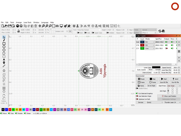 Open up LightBurn on the Thunder Laser Laptop.