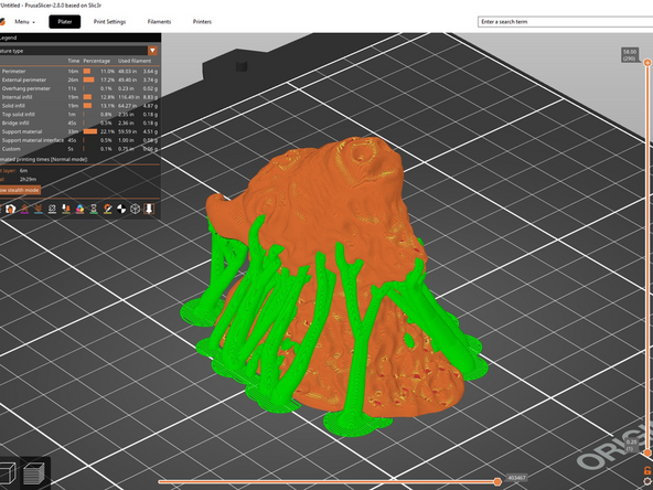 Within Print Settings click on the Support material option in the left column.  Find the drop down menu for Style and change it from Snug to Organic. To complete this step, you may need to navigate to the green hexagon with &quot;Beginner&quot; next to it and change it to &quot;Normal&quot; or &quot;Expert&quot;.