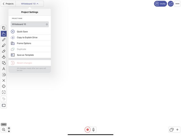 Open Explain Everything. Select &quot;New Project&quot; and &quot;Blank Canvas&quot;