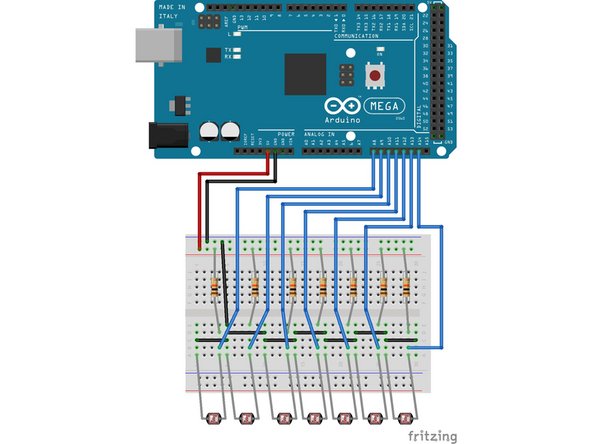 Objective: The objective of this challenge is to wire the photoresistors which will be used to detect the line on the floor.