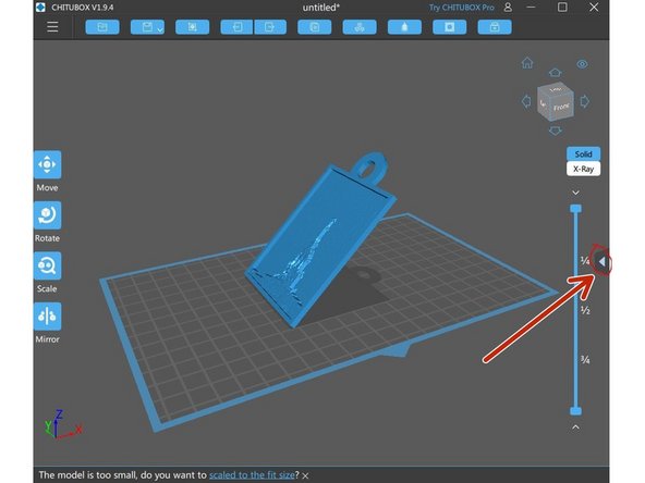 Rotate your part as needed. Note that you are able to select a surface that you want on the build platform.