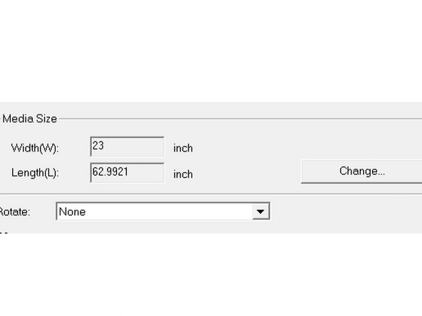 On the bottom of the tab you'll find a "change" button, Click on it. You'll get another tab where you should locate the "Media Size" press change and then you should get a final tab where you have to press the "Get from machine" (make sure the cutting area change in width and lenght) and then press okay