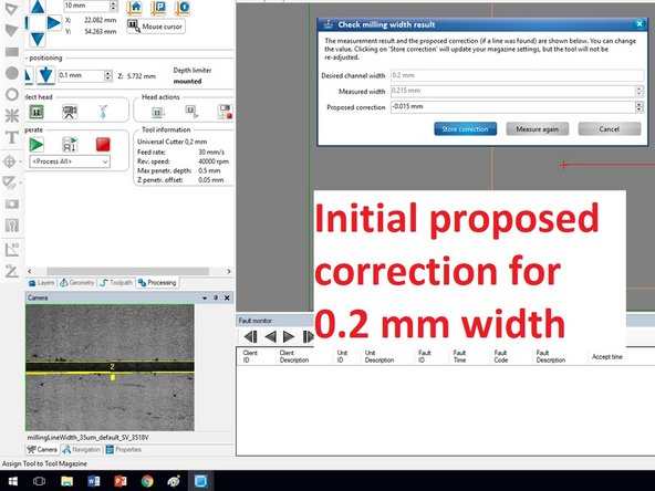 Recall that we want to increase the desired channel width from 0.2 mm to 0.25 mm.