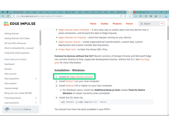 If you haven't done so already, create an Edge Impulse account following the link: https://studio.edgeimpulse.com/signup