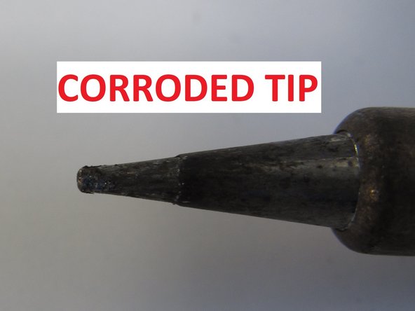 In order for heat to transfer from the iron, the tip must be free of debris and corrosion.  You can tell if your iron tip is clean by the color.  A dull, grey or black tip is corroded and will not transfer heat properly.  A clean tip is silver and shiny and will allow solder to melt and flow properly.