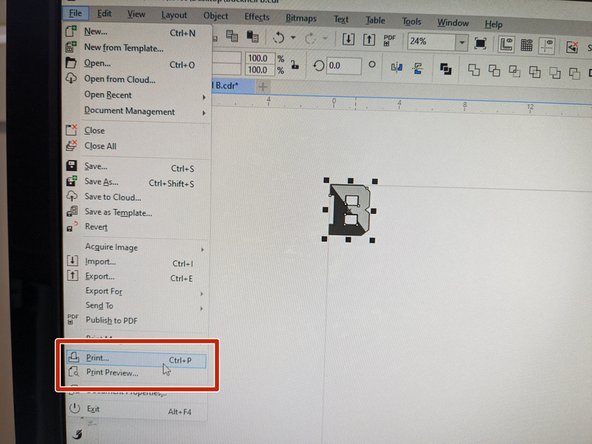 Back on the computer, we are now ready to send your file to the laser cutter.