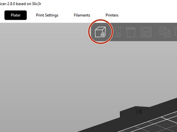 Click the Add button and import the STL file you wish to print.