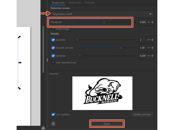 Use Shift+Alt+B to open the trace bitmap menu. Play with the different detection modes until you find one you like.