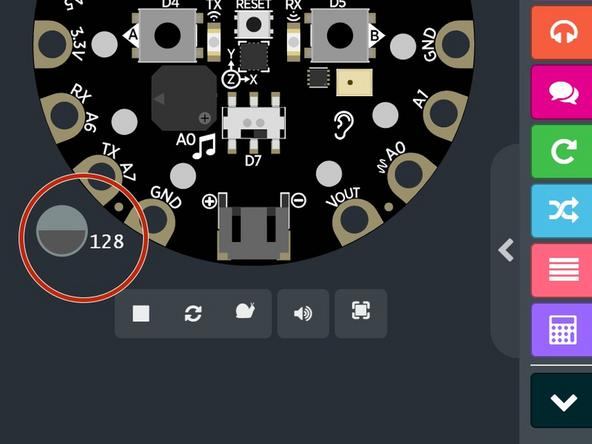 You'll need a forever loop, an if...else logic loop, a comparison statement, and the sound level from the input menu