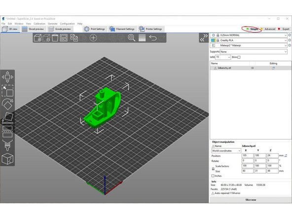 Verify that the correct filament type is selected.