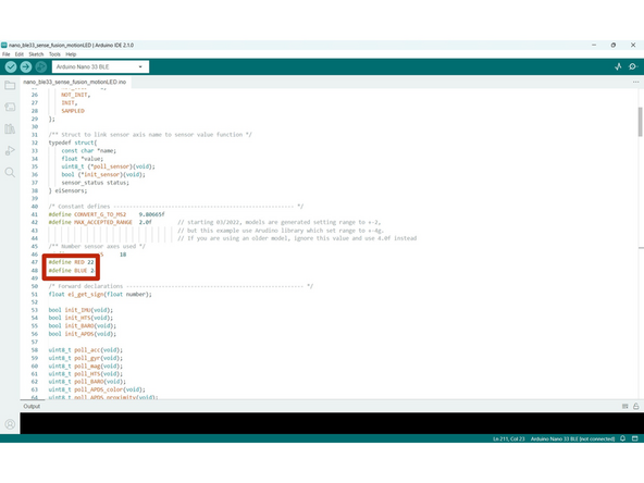 Now to extend the code and add in snippets to make the LED turn off when Idle, Red when labeled as Side-to-Side, and Blue labeled as Up-Down.