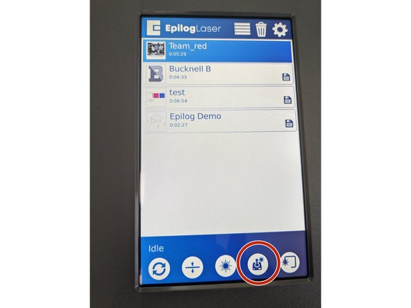 We must focus the laser cutter lens in order to correctly cut our material. This step will show you how to do this.