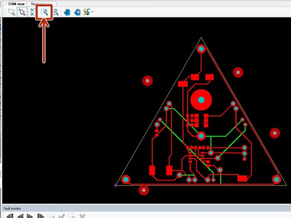 If you wish to adjust the placement of the fiducials you may do so by zooming in on your PCB by using the Zoom Area button or a mouse scroll wheel.  Be sure to change back to the Selection tool (white arrow) when you are done zooming.