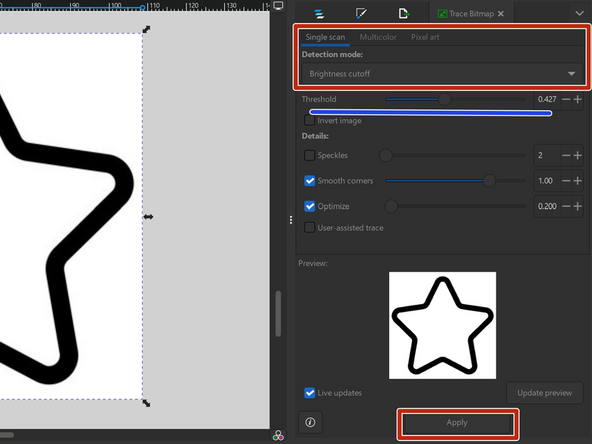 Hit Shift + Alt + b to open the trace bitmap menu.
