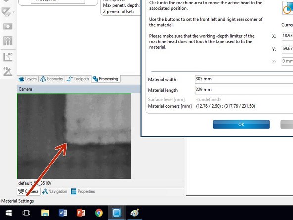 Try to position the bottom left corner of the copper clad in the center of the camera display.  Do not worry that the image is out of focus.