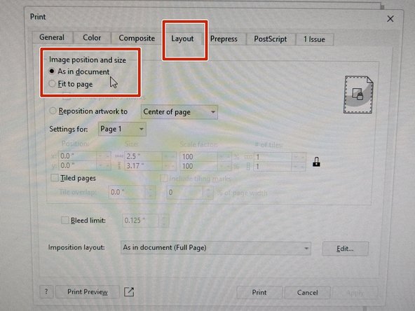 Keep the Orientation as &quot;Match orientation and size (Custom, Land...&quot;