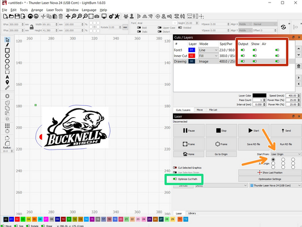 Use the File -&gt; Import menu to load the bisonKeychain.svg file.