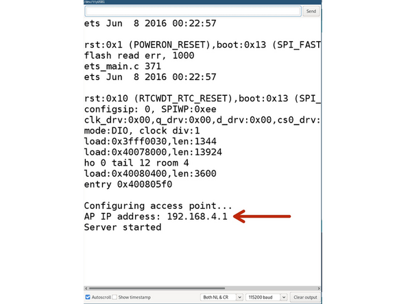 Upload the code to the ESP32 and connect over the Serial Monitor to get the IP address.