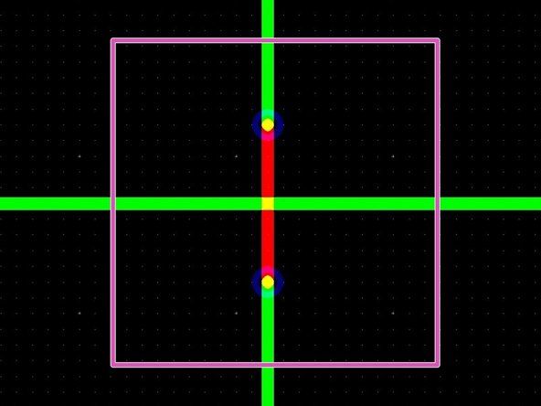 The example highlighted in green shows overlapping traces on the same layer.  These traces are connected.