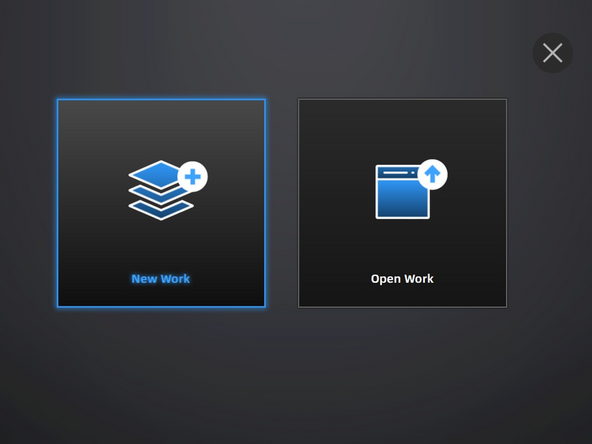 Select New Work to begin a new scan. Choose an appropriate name and file location for your scan.