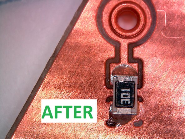 Inspect the solder pad you just reflowed.  Confirm that the solder is no longer dull, but is now shiny and making contact with both the component and the copper pad.