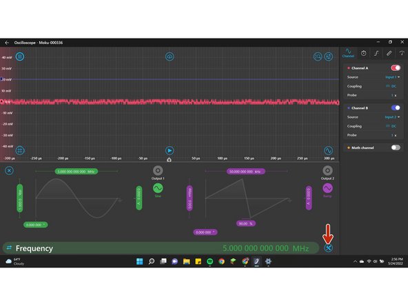 In this menu, you can select the waveform you want. They will be in outputs 1 and 2 respectively, which you can view by changing the channel settings