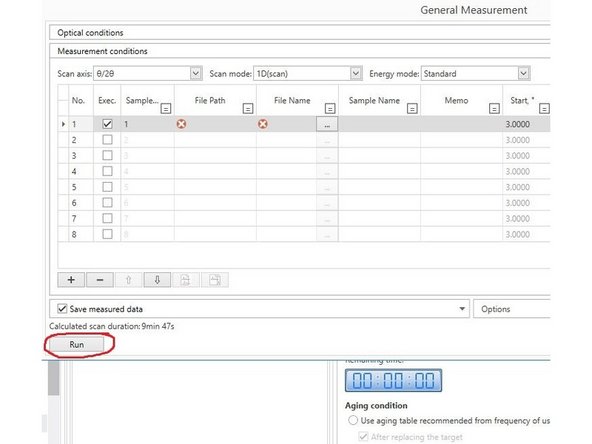 It is recommended to select 'Set...' and choose a slower rotation speed such as 20 rpm, however this depends on your specific application.