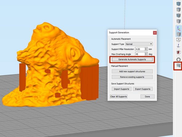 The solution is to define &quot;support material&quot; underneath these overhangs which will give the printer something to rest the overhangs on while they are being printed.  Support material is generated in such a way as to provide good support while printing, but can be easily removed once the print finishes.  Support material is temporary.