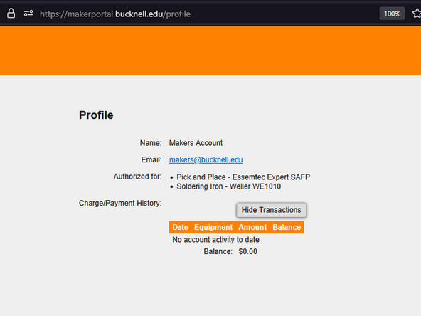 You may now view the list of makerspace equipment you are certified to use.