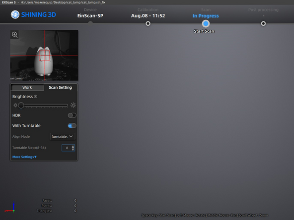 Choose if you'd like to do a texture or non-texture scan.