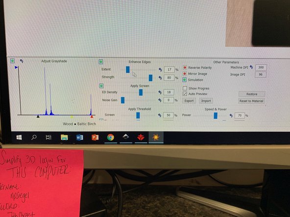 Typically you will be changing the Speed and Power based on the material you're using.