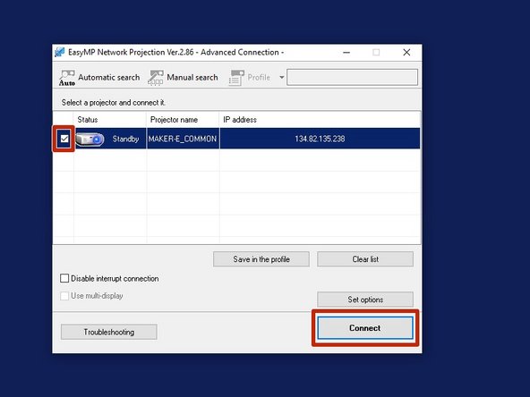 Click the Manual Search button and enter the following IP address: 134.82.135.238