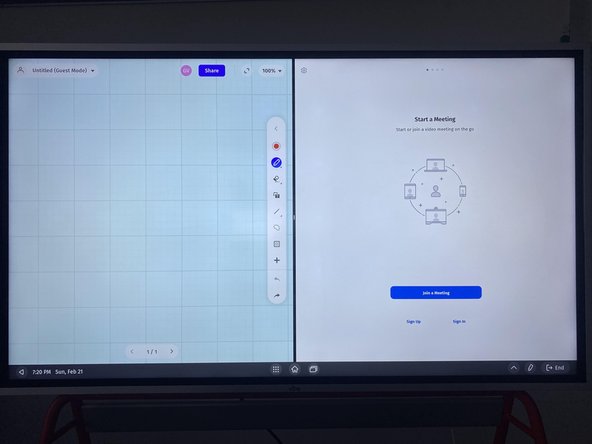 Selecting Zoom will open the app in split screen mode so that you can still use your workspace while streaming. The app is functionally identical to the desktop versions of Zoom, aside from a couple of features exclusive to the Vibe.