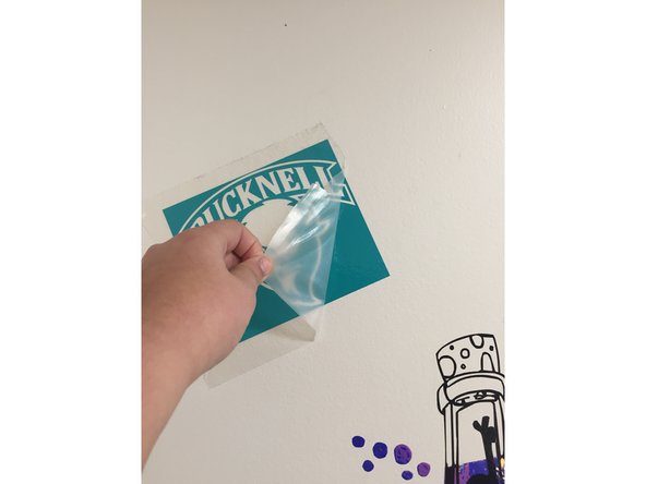 Now all you need to do is press the clear transfer paper onto the sticker vinyl and when you are ready to place it in its appropriate location, peel away the clear transfer tape and press the object.