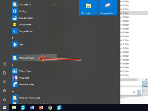 You can find the cura software in the apps under the Ultimaker Cura file