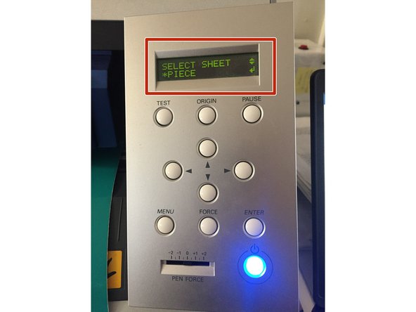 If you are cutting with a roll, press enter. If you are cutting with a piece, press the down arrow and then press enter.