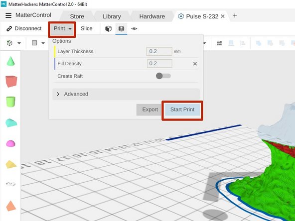 Click the Print button in the upper toolbar.  Then click Start Print.